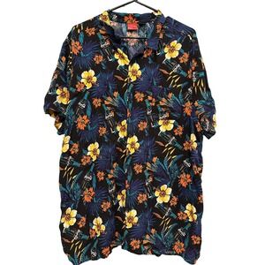 Coca Cola Hawaiian Shirt Mens XXL Black Floral Tropical Coca Cola Bottles Aloha‎